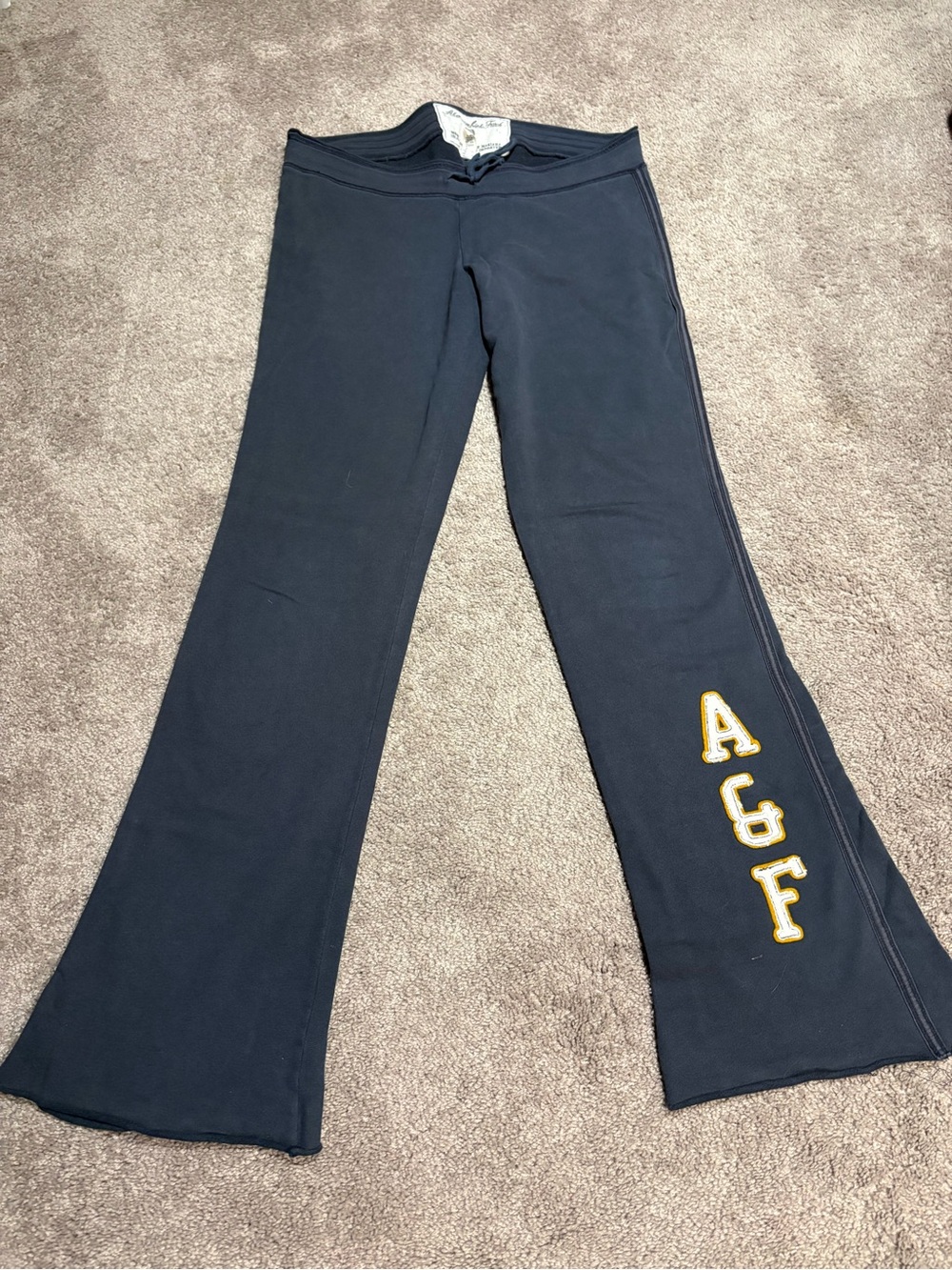VTG Abercrombie & Fitch Y2K Navy Blue Flare Sweatpants - Size L